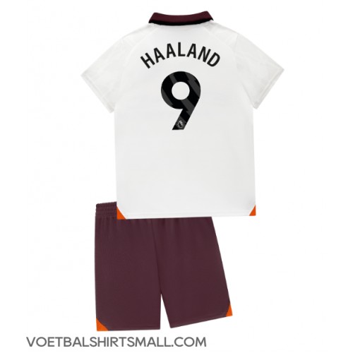 Manchester City Erling Haaland #9 Babykleding Uitshirt Kinderen 2023-24 Korte Mouwen (+ korte broeken)